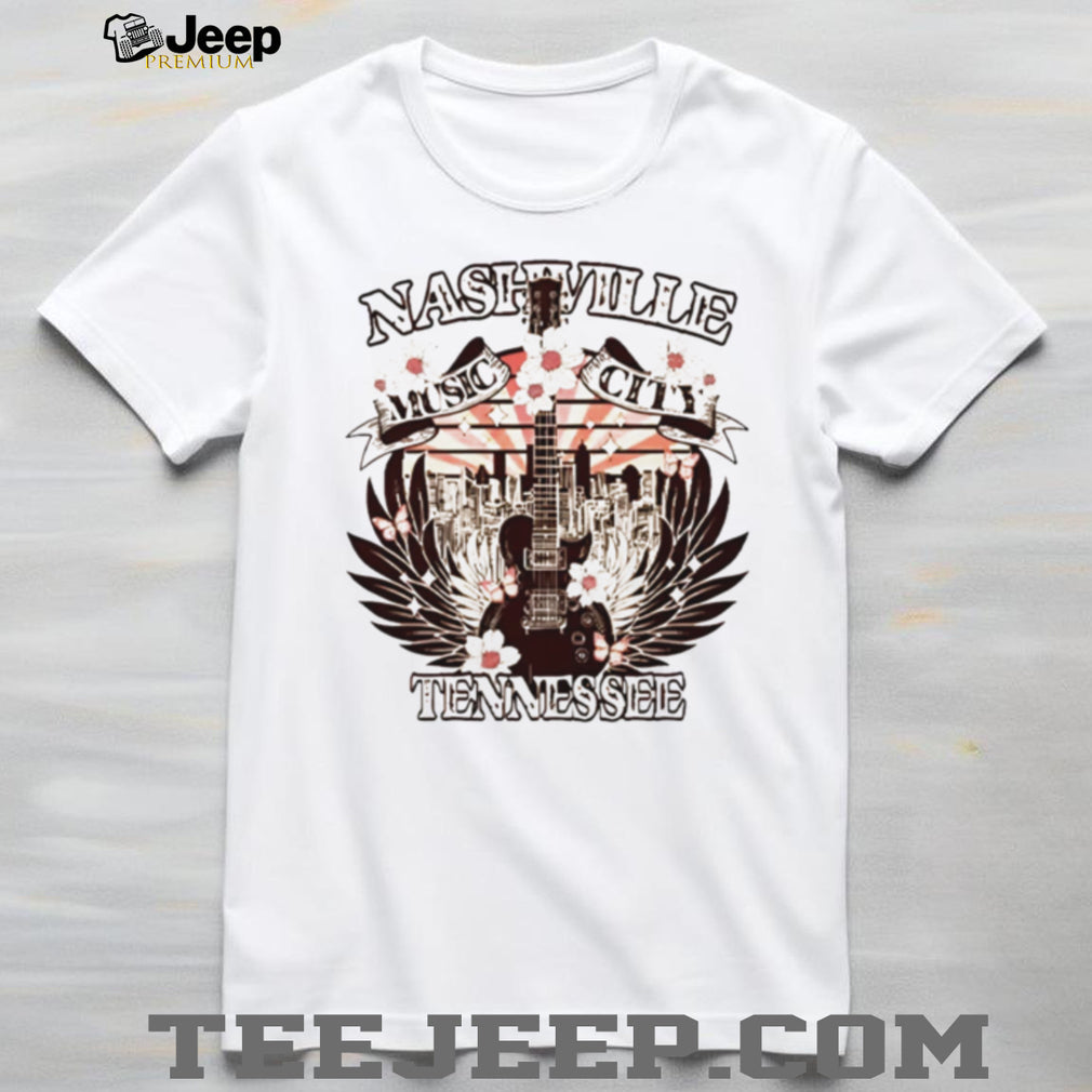 Nashville Music City Tennessee Guitar Skyline Travel T Shirt