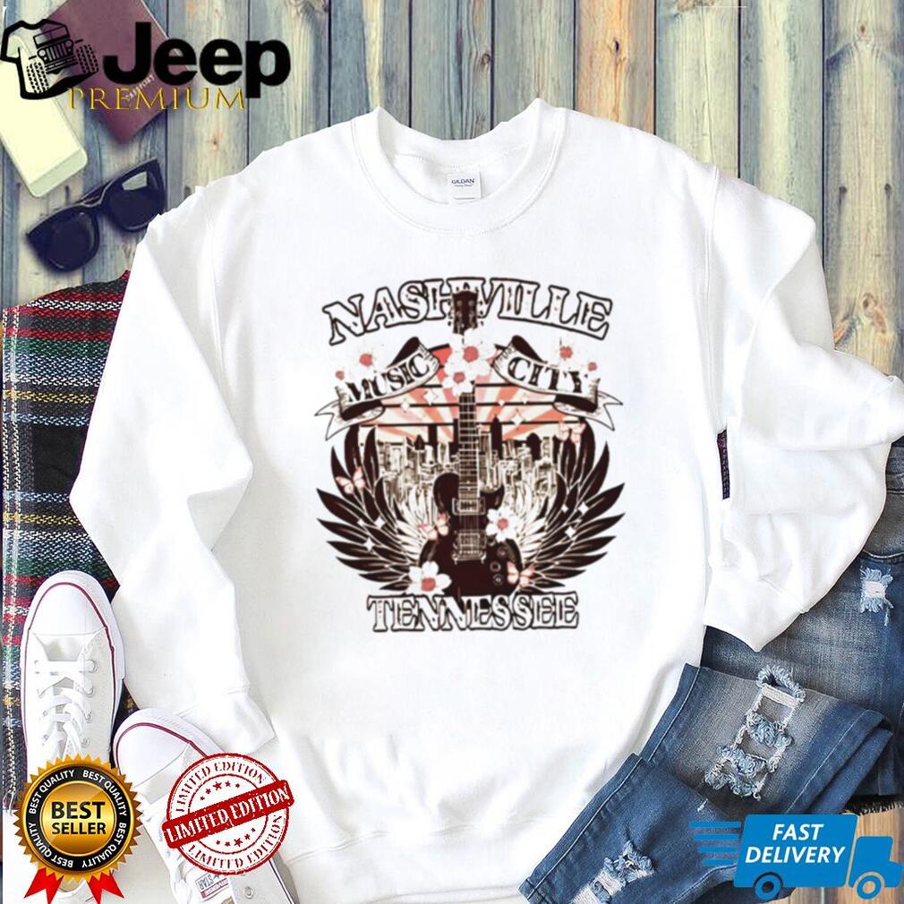 Nashville Music City Tennessee Guitar Skyline Travel T Shirt