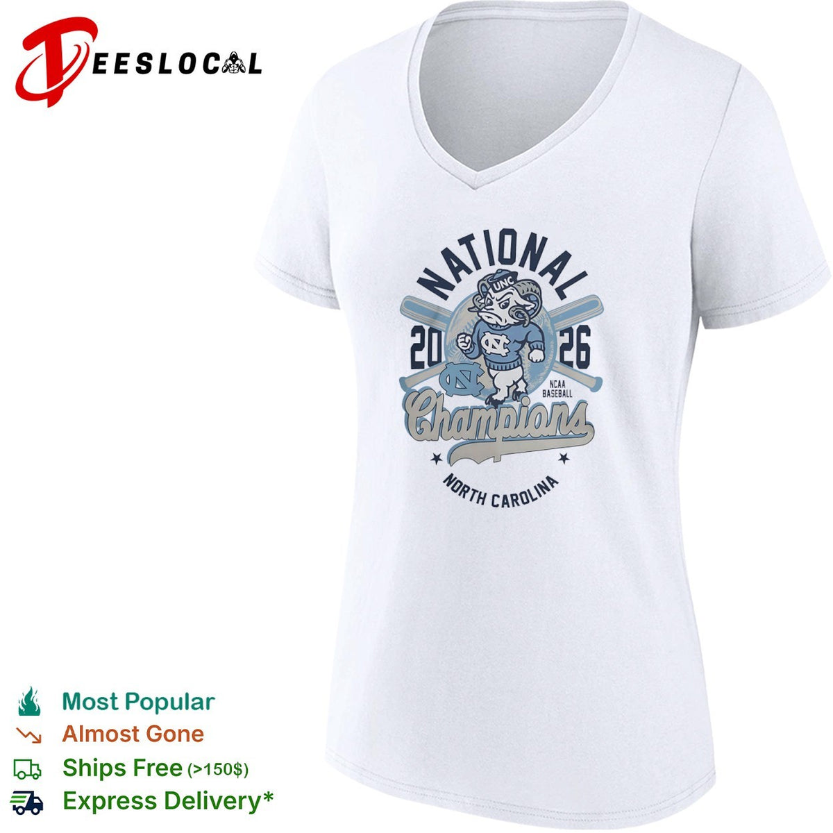 National 2026 Champions North Carolina Tar Heels NCAA Baseball mascot shirt