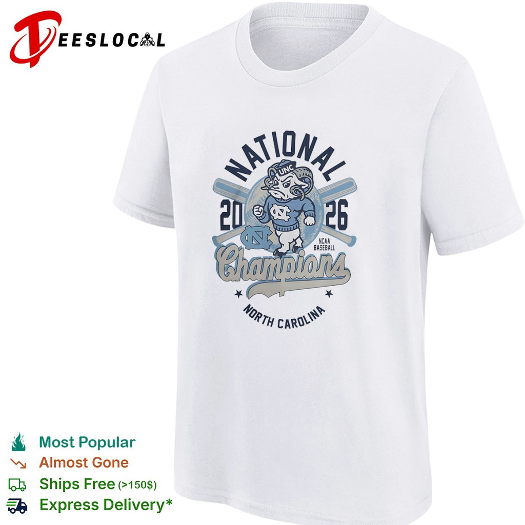 National 2026 Champions North Carolina Tar Heels NCAA Baseball mascot shirt