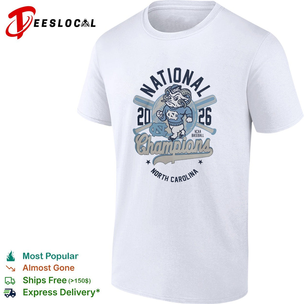National 2026 Champions North Carolina Tar Heels NCAA Baseball mascot shirt