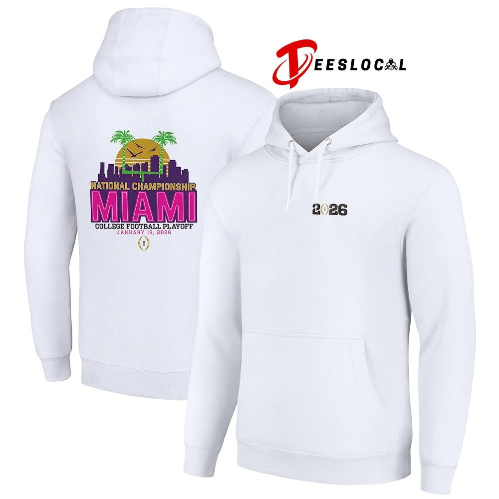 National championship Miami college football playoff city skyline neon graphic shirt