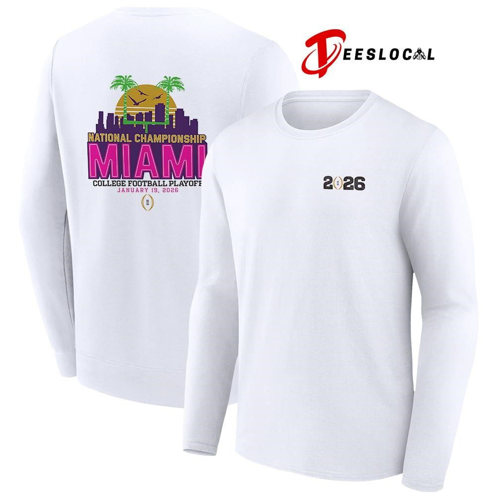 National championship Miami college football playoff city skyline neon graphic shirt