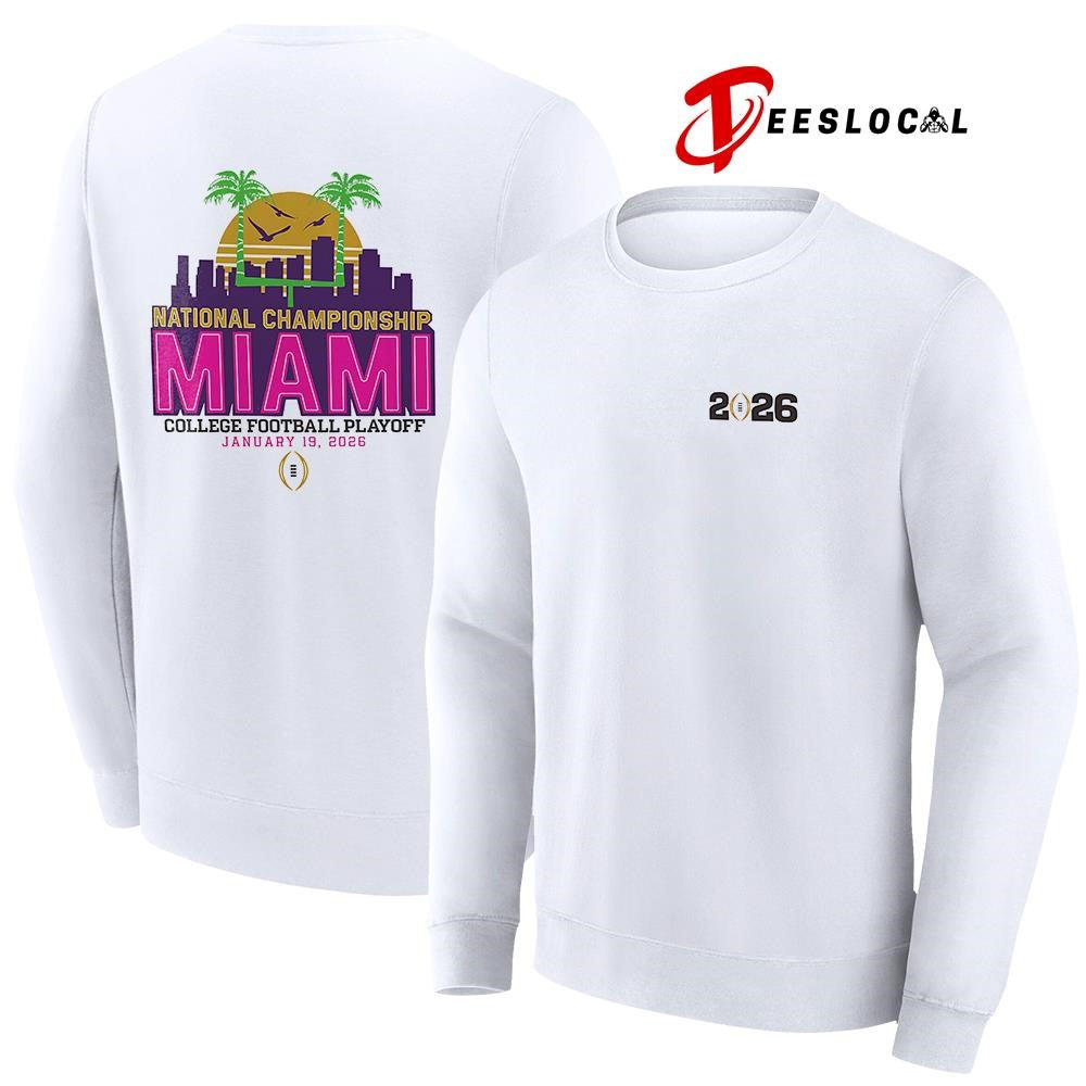 National championship Miami college football playoff city skyline neon graphic shirt