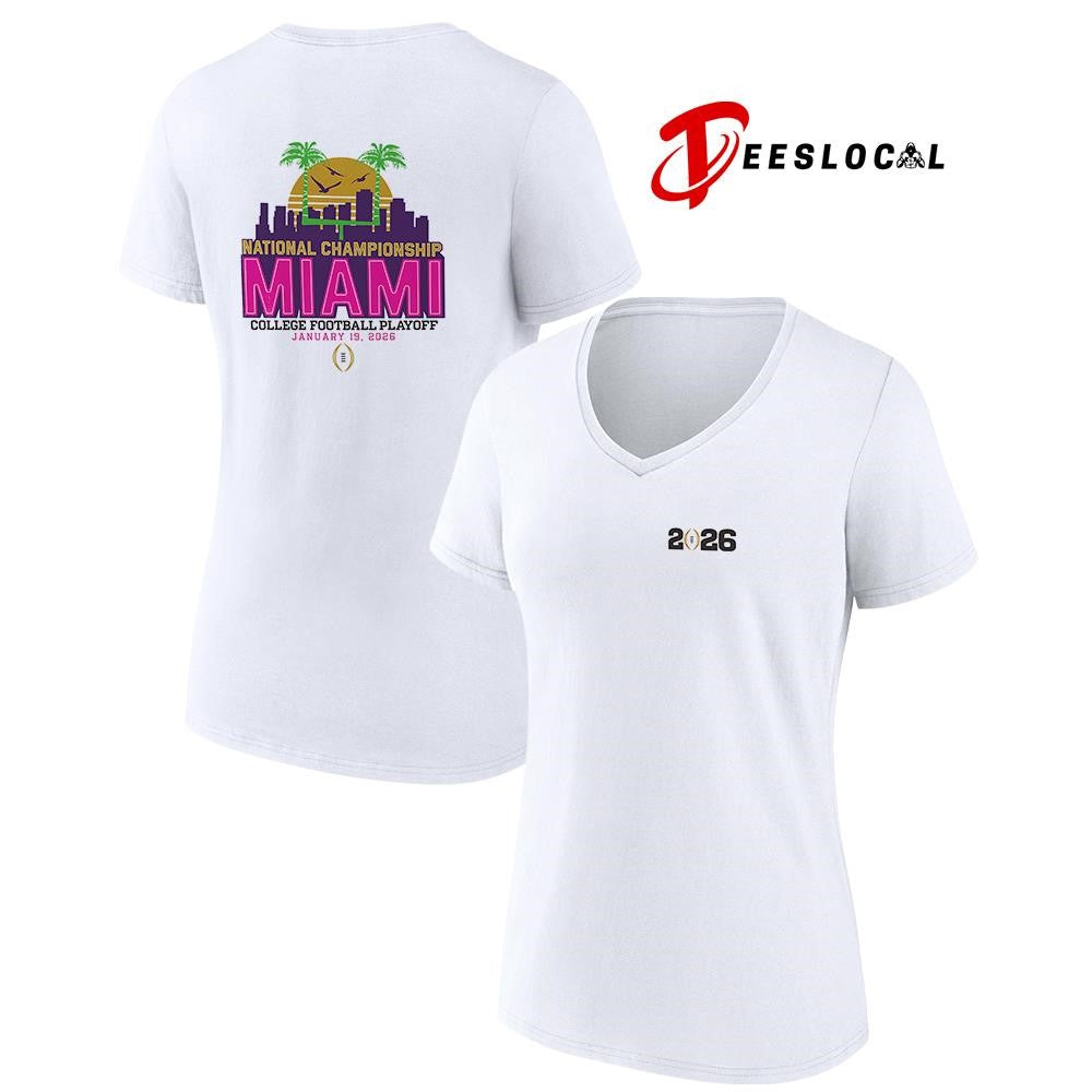 National championship Miami college football playoff city skyline neon graphic shirt