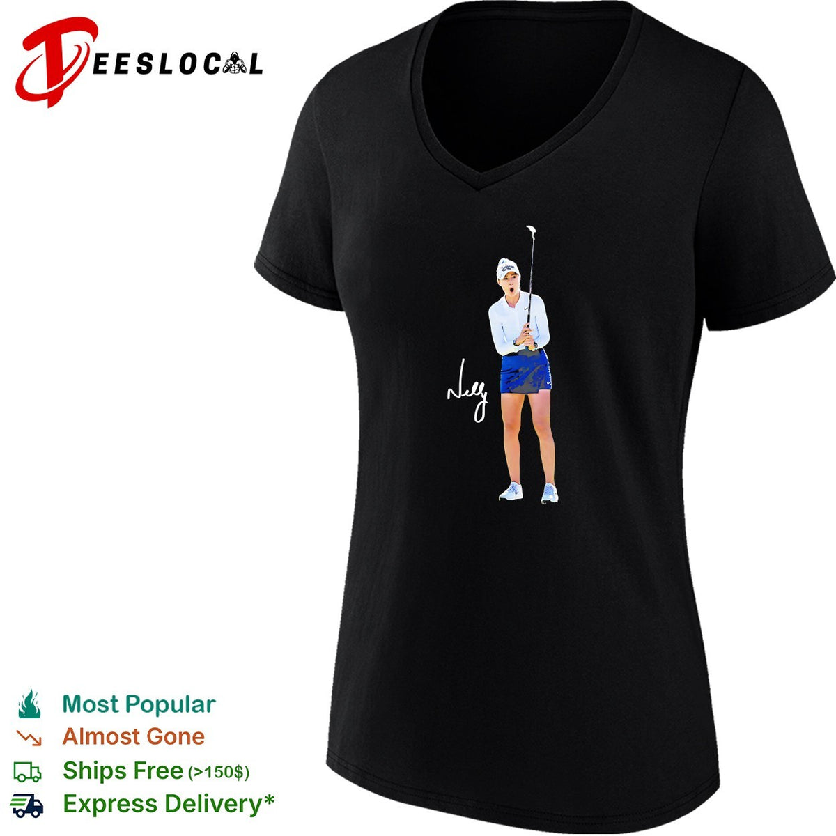 Nelly Korda LPGA tour golfer and Nelly signature autograph golf athlete sport shirt