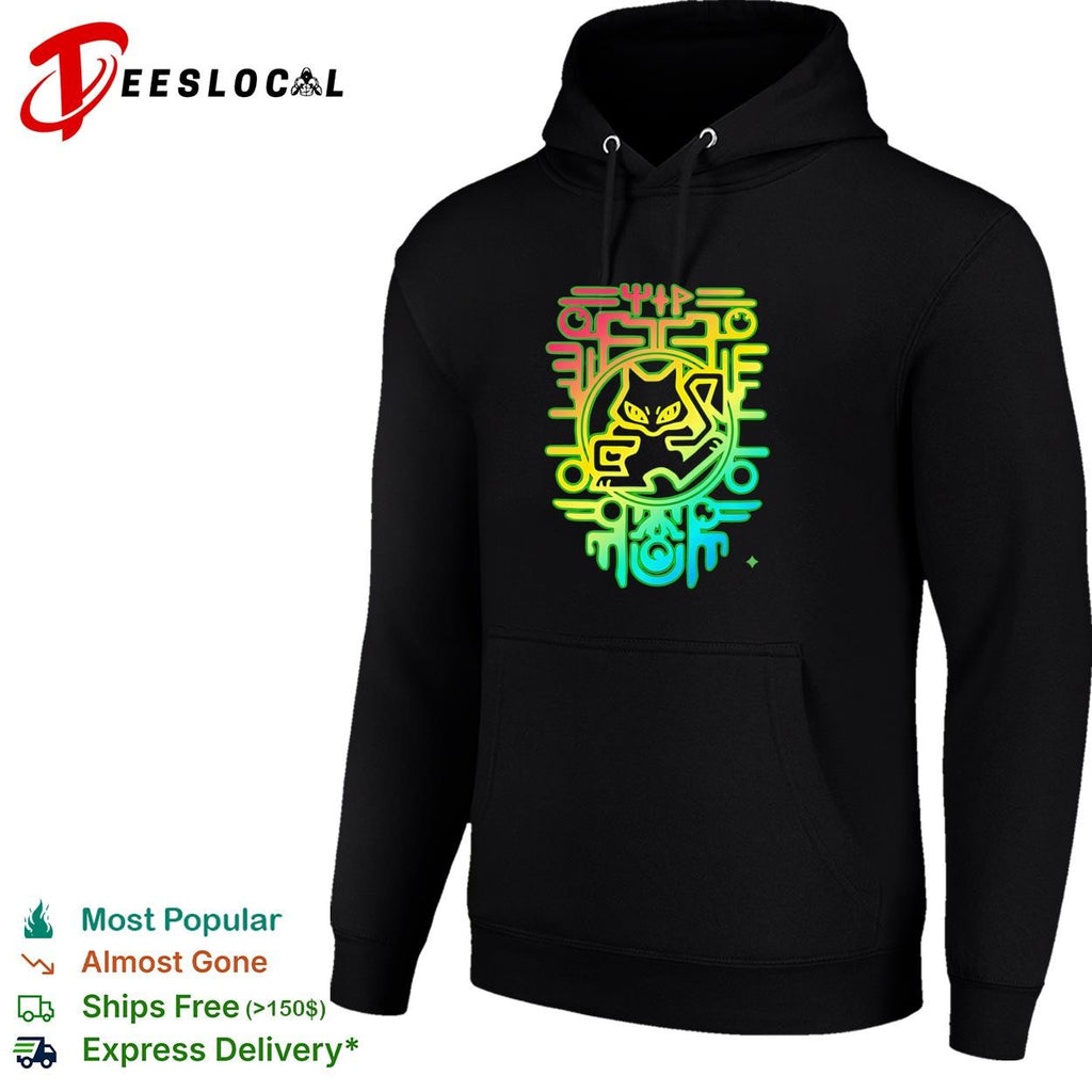 Neon cat circuit board cyber tech colorful art shirt