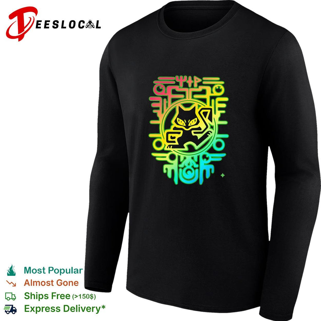 Neon cat circuit board cyber tech colorful art shirt