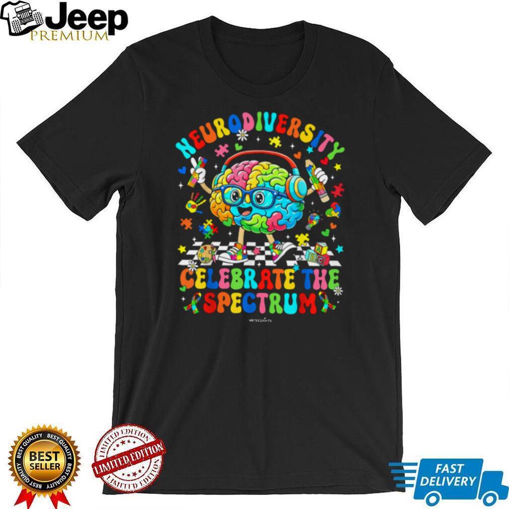 Neurodiversity Celebrate The Spectrum Colorful Brain Graphic T Shirt