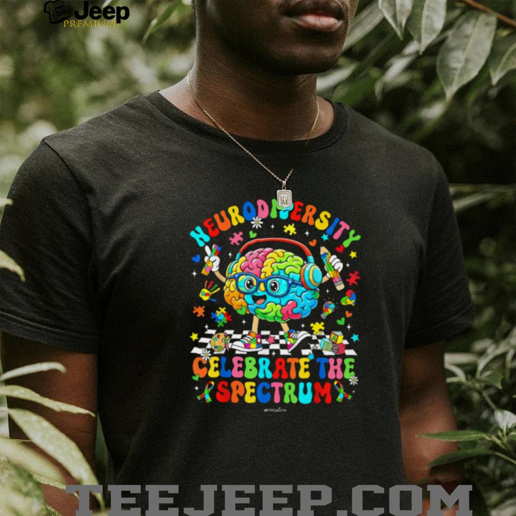 Neurodiversity Celebrate The Spectrum Colorful Brain Graphic T Shirt