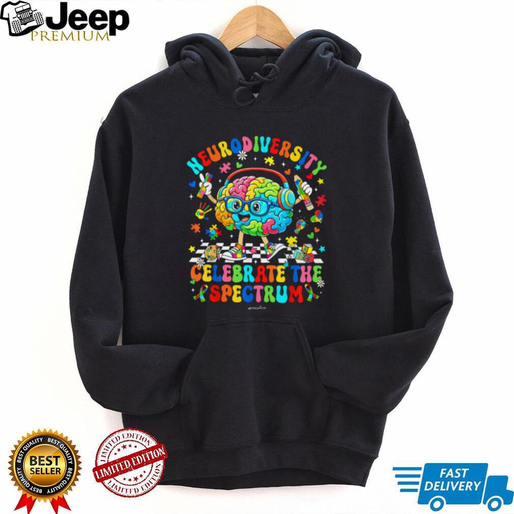 Neurodiversity Celebrate The Spectrum Colorful Brain Graphic T Shirt