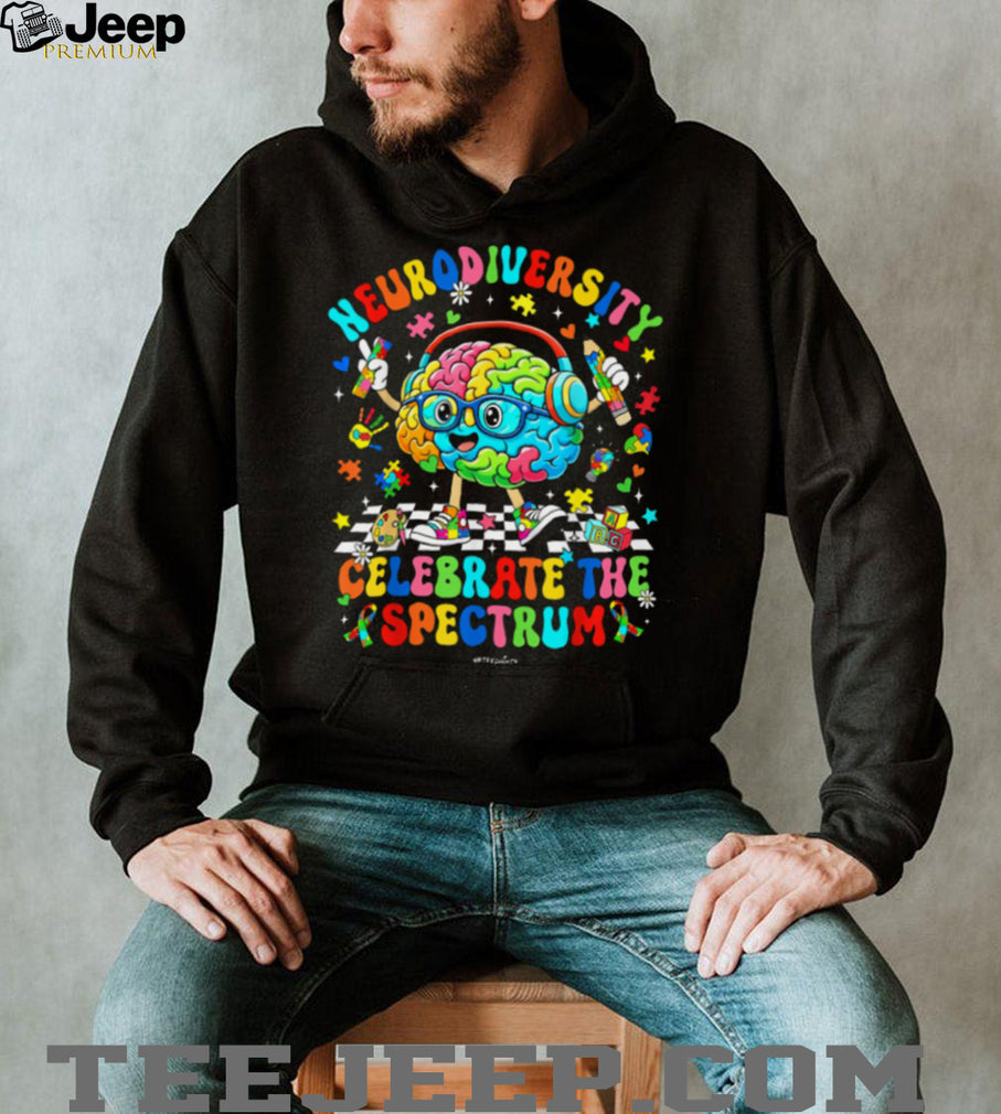 Neurodiversity Celebrate The Spectrum Colorful Brain Graphic T Shirt