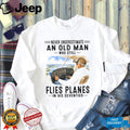 Never Underestimate An Old Man Who Flies Planes 70s Shirt