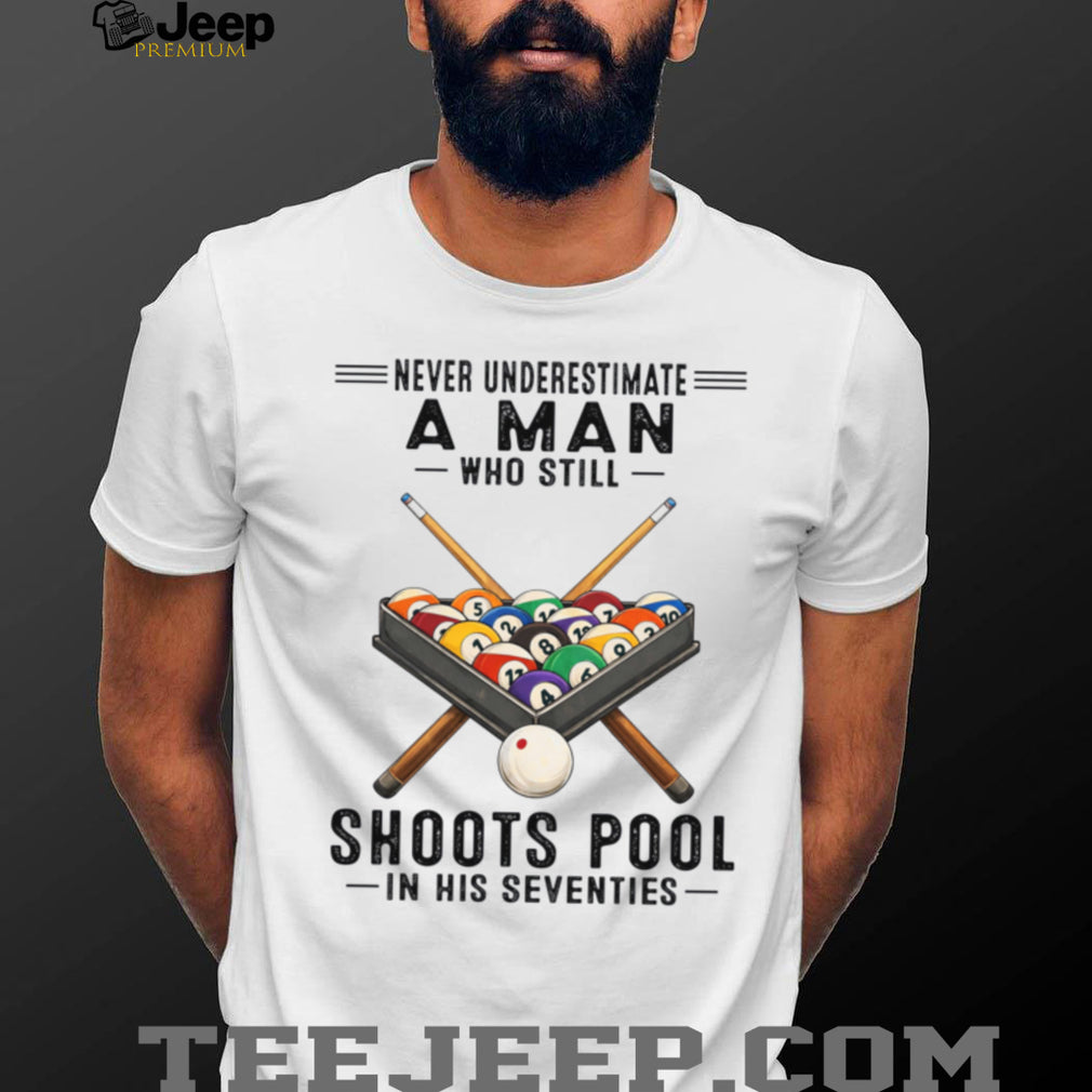 Never Underestimate Man Playing Billiards In Seventies Pool Shirt