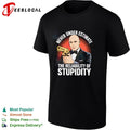 Never underestimate the reliability of stupidity tuxedo bow tie gunman retro shirt