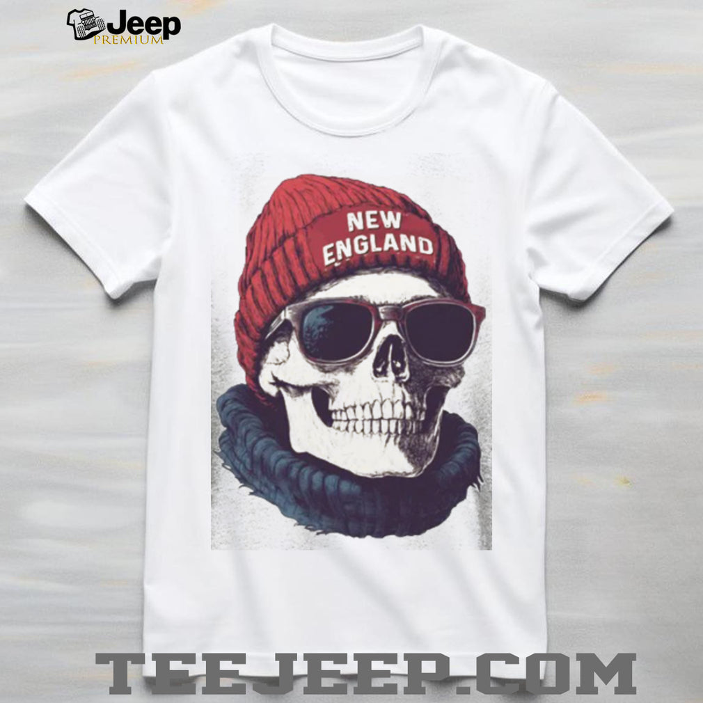 New England Skull Beanie and Sunglasses Winter Graphic T Shirt