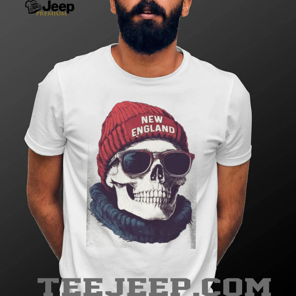 New England Skull Beanie and Sunglasses Winter Graphic T Shirt