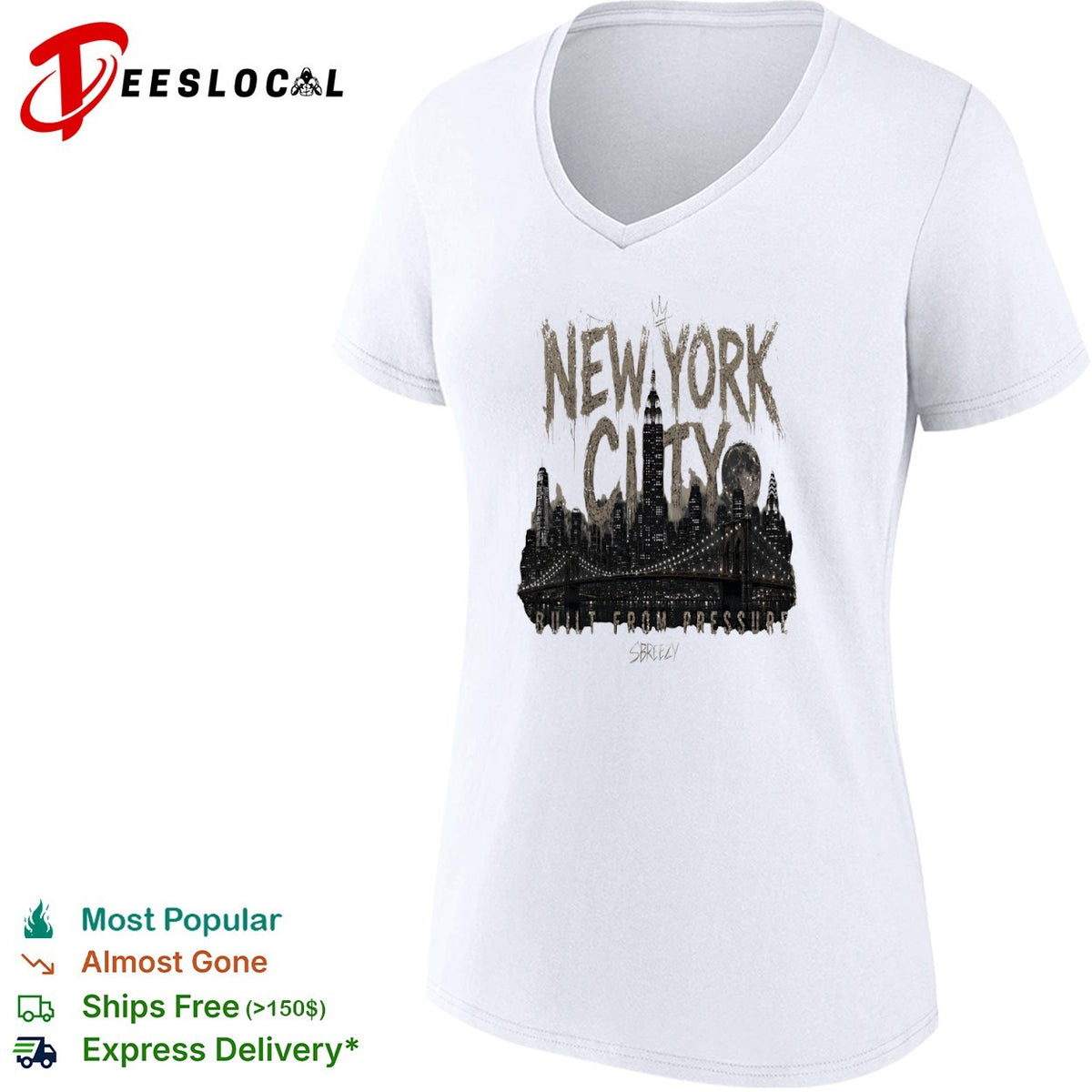 New York City Built From Pressure Sbreezy Skyline Manhattan Empire State shirt