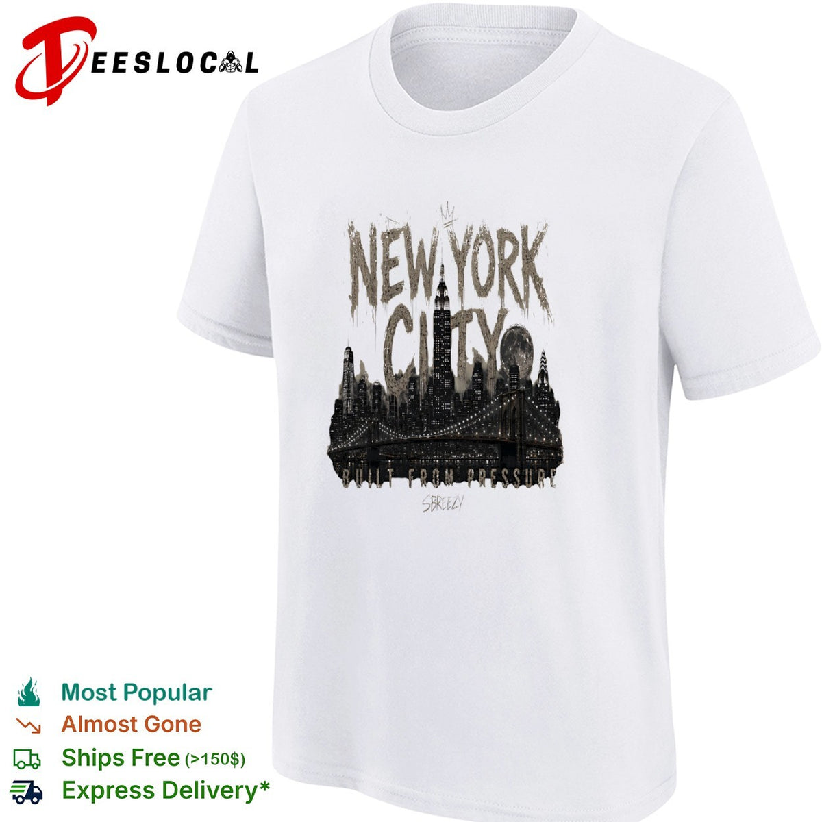 New York City Built From Pressure Sbreezy Skyline Manhattan Empire State shirt