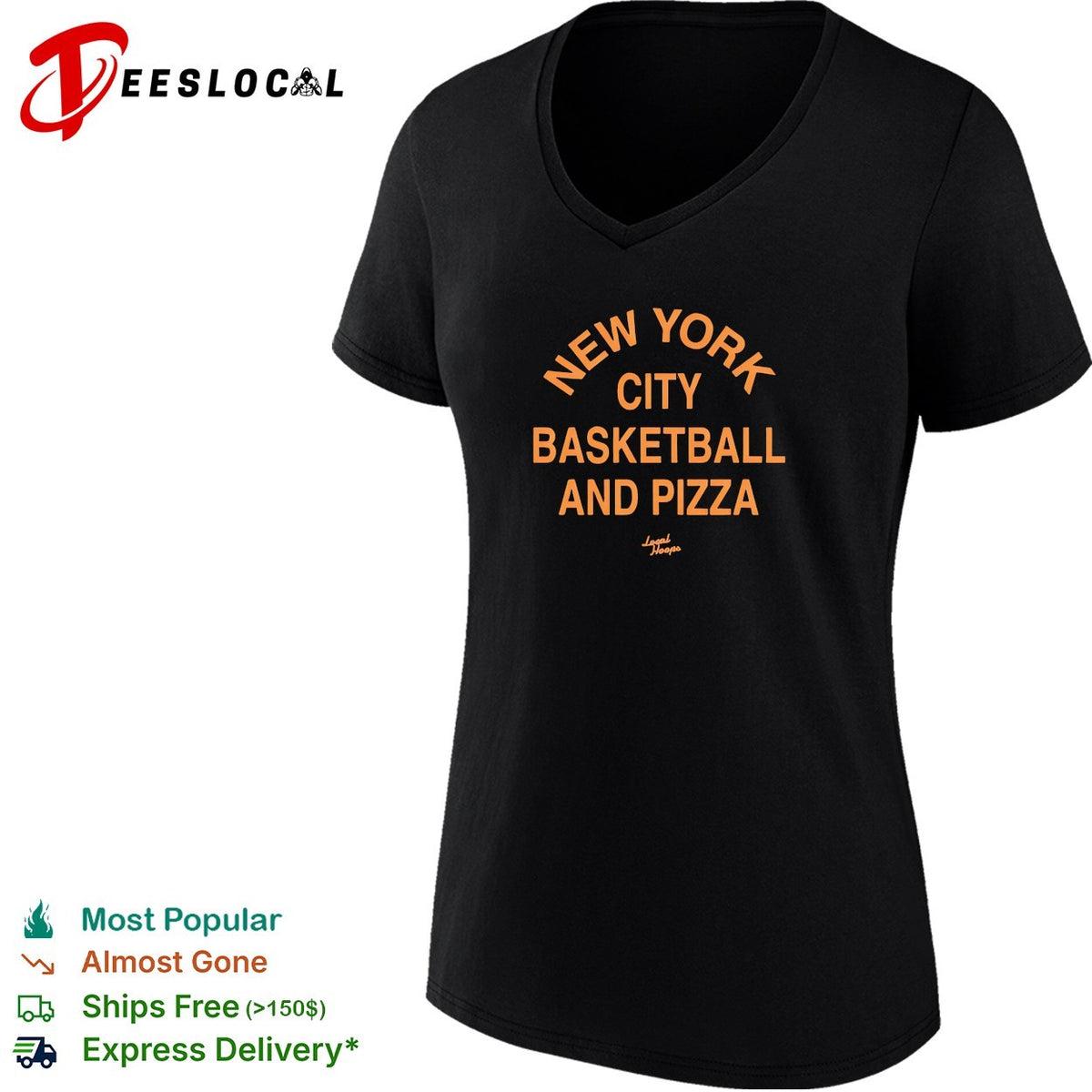 New York City basketball and pizza Local Hoops typography shirt