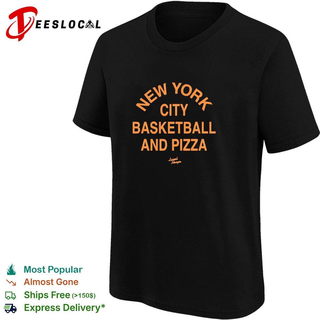 New York City basketball and pizza Local Hoops typography shirt