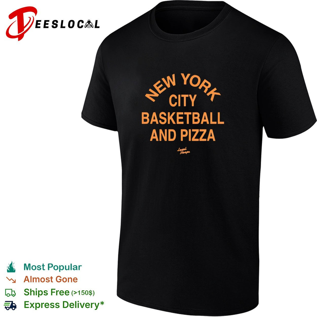 New York City basketball and pizza Local Hoops typography shirt