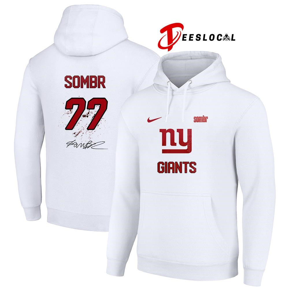 New York Giants X Sombr The Late Nights and Young Romance tour signature name and number shirt