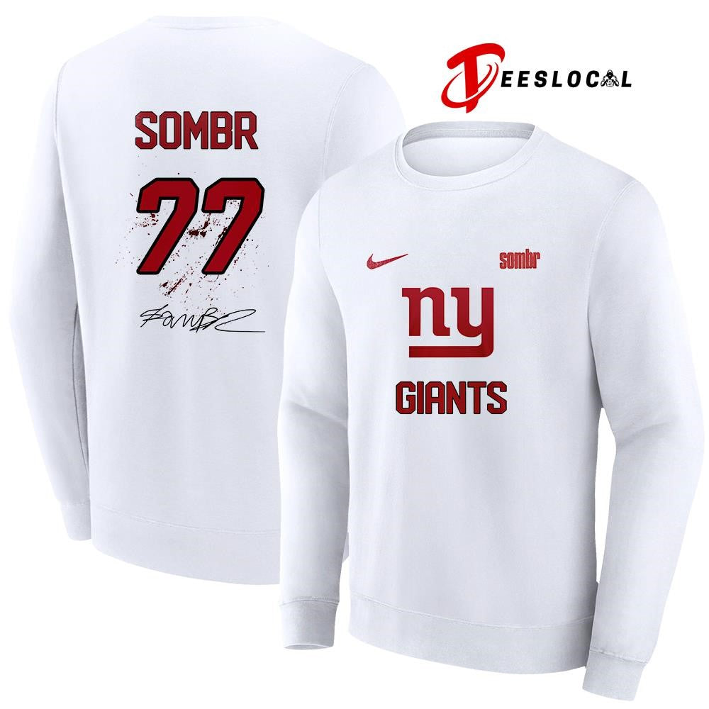New York Giants X Sombr The Late Nights and Young Romance tour signature name and number shirt