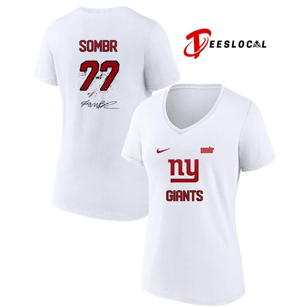 New York Giants X Sombr The Late Nights and Young Romance tour signature name and number shirt