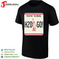 New York H2O Go Statue of Liberty license plate parody bold text shirt