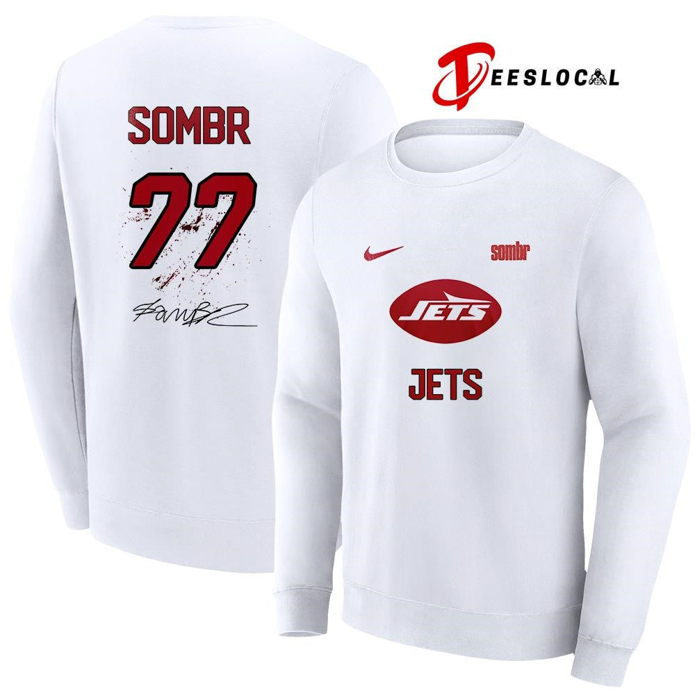 New York Jets X Sombr The Late Nights and Young Romance tour signature name and number shirt