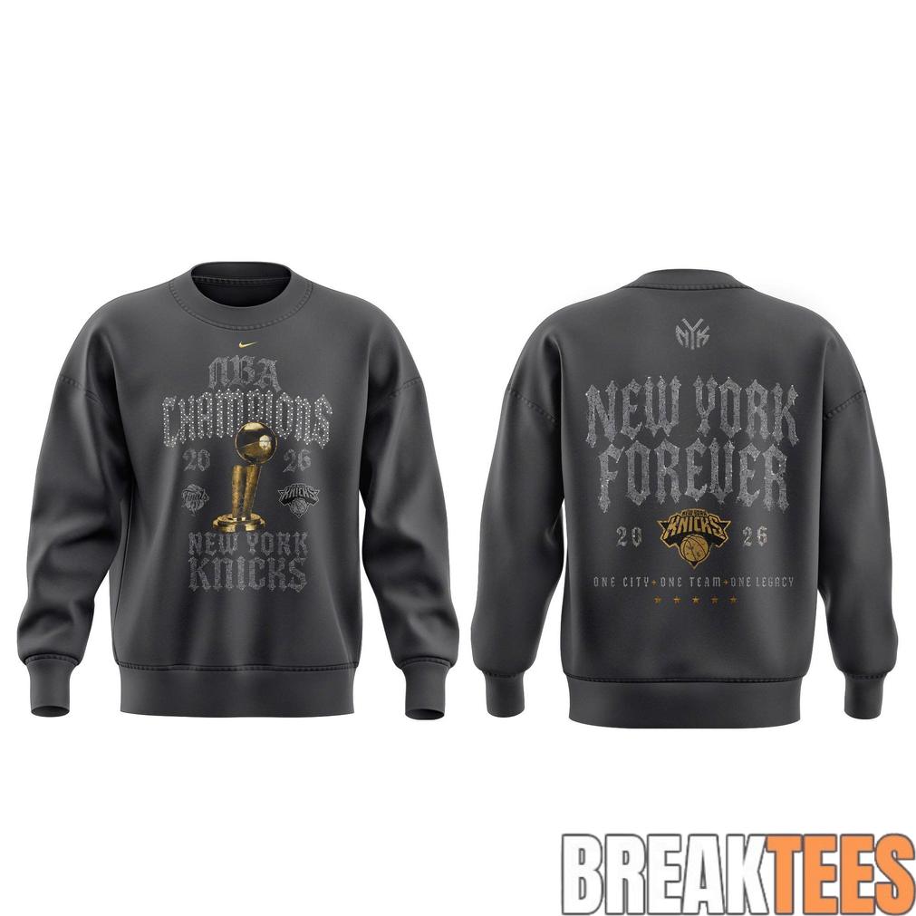New York Knick 2026 NBA Champions ‘New York Forever’ Grey Sweatshirt