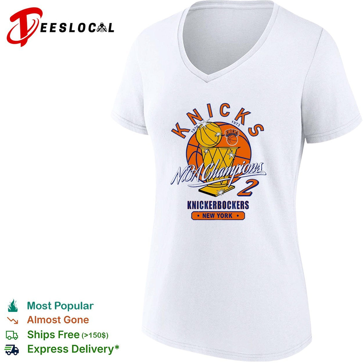 New York Knickerbockers NBA champions 1970 and 1973 trophy basketball shirt