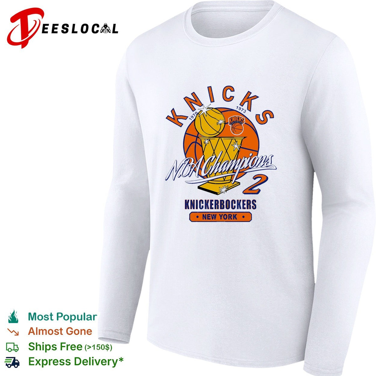 New York Knickerbockers NBA champions 1970 and 1973 trophy basketball shirt