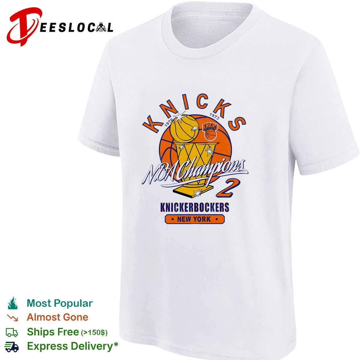 New York Knickerbockers NBA champions 1970 and 1973 trophy basketball shirt