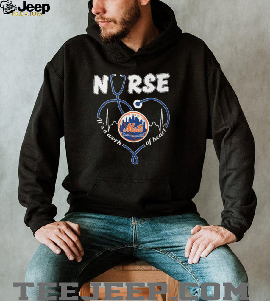 New York Mets Baseball Nurse Heart Stethoscope Medical Worker Orange T Shirt