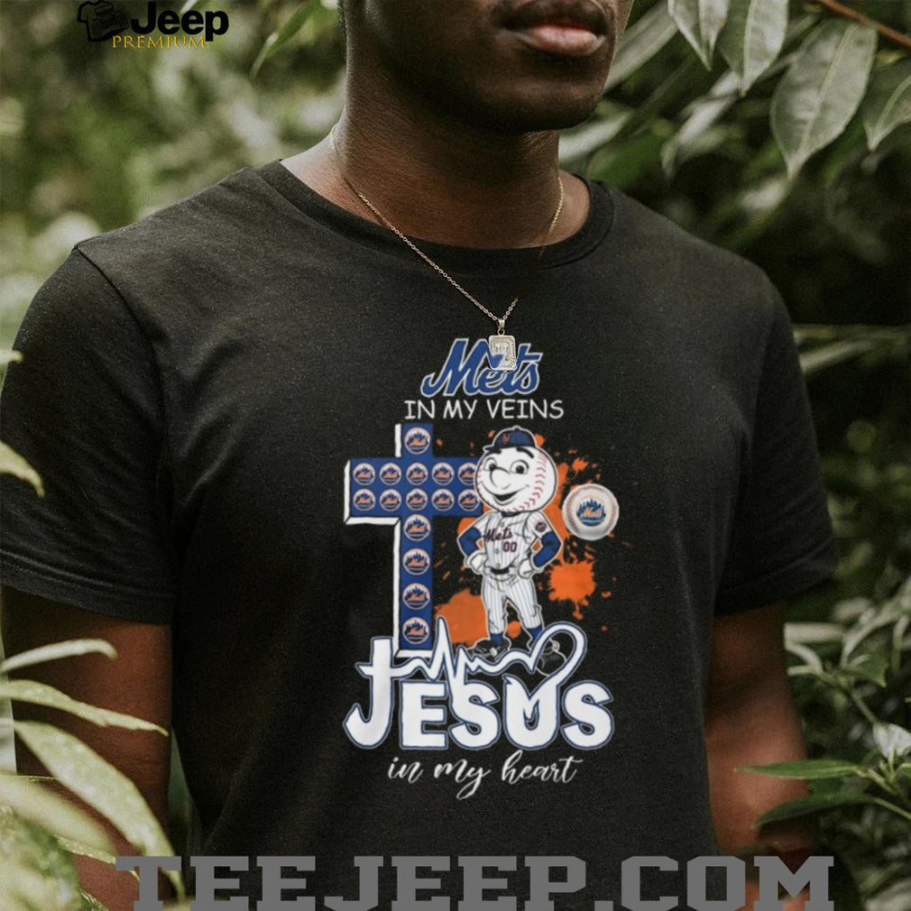 New York Mets Mr Met Cross Faith Jesus In My Heart T Shirt