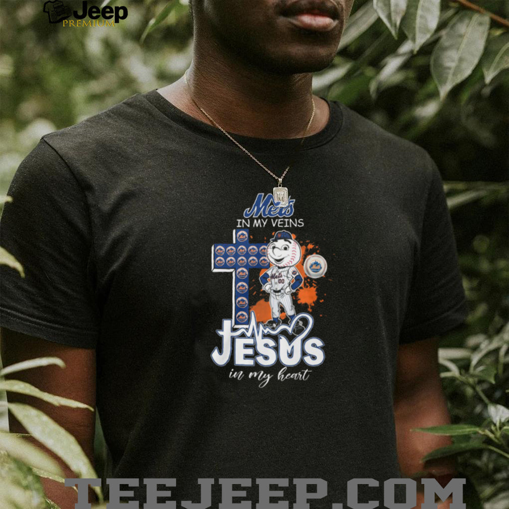 New York Mets Mr Met Mascot Cross Heartbeat Jesus In My Heart T Shirt