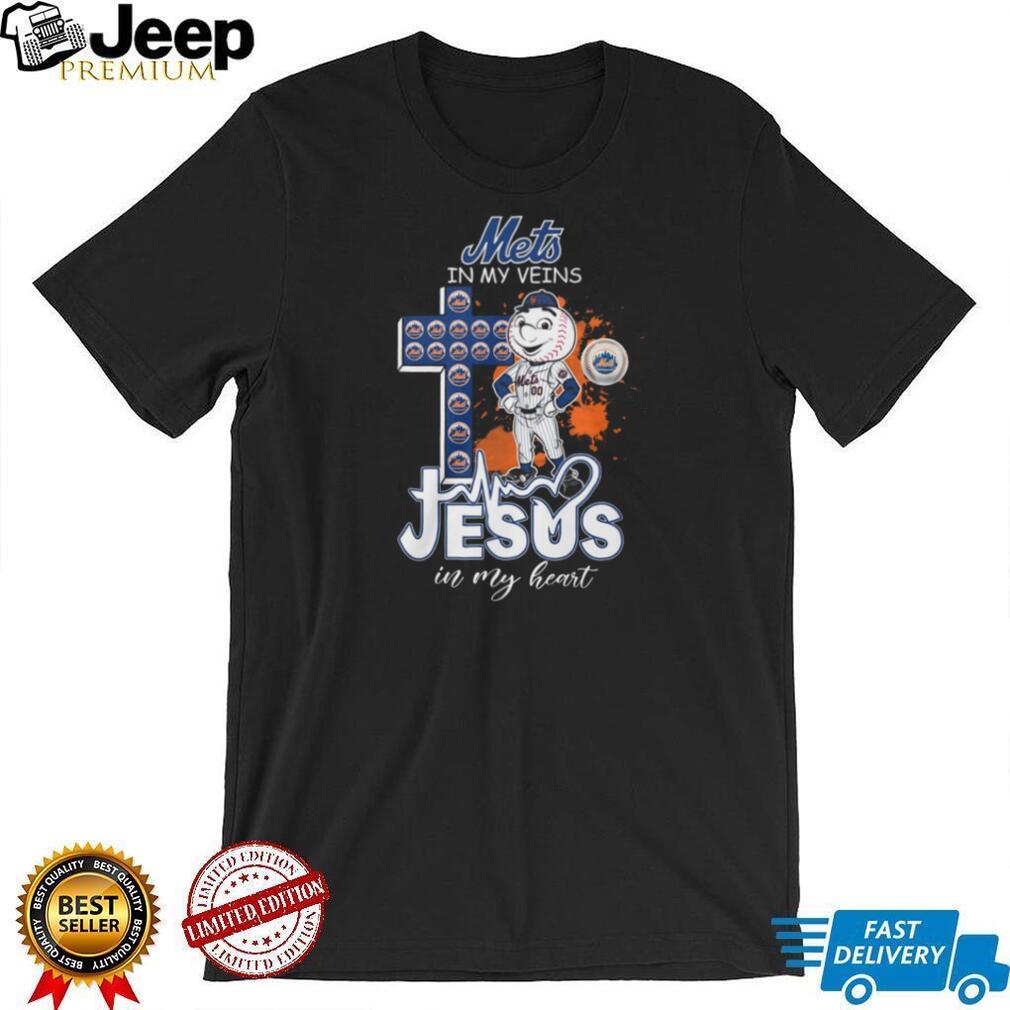 New York Mets Mr Met Mascot Cross Heartbeat Jesus In My Heart T Shirt