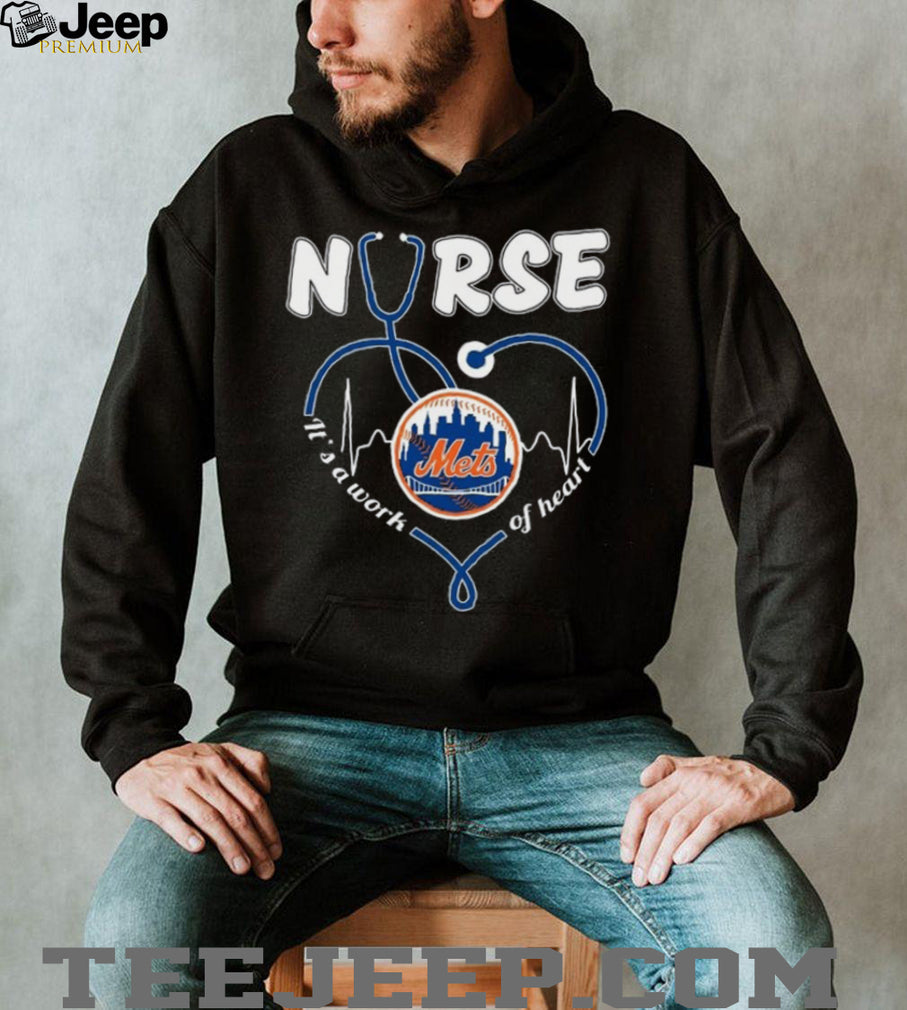 New York Mets Nurse Work Of Heart Stethoscope Baseball T Shirt