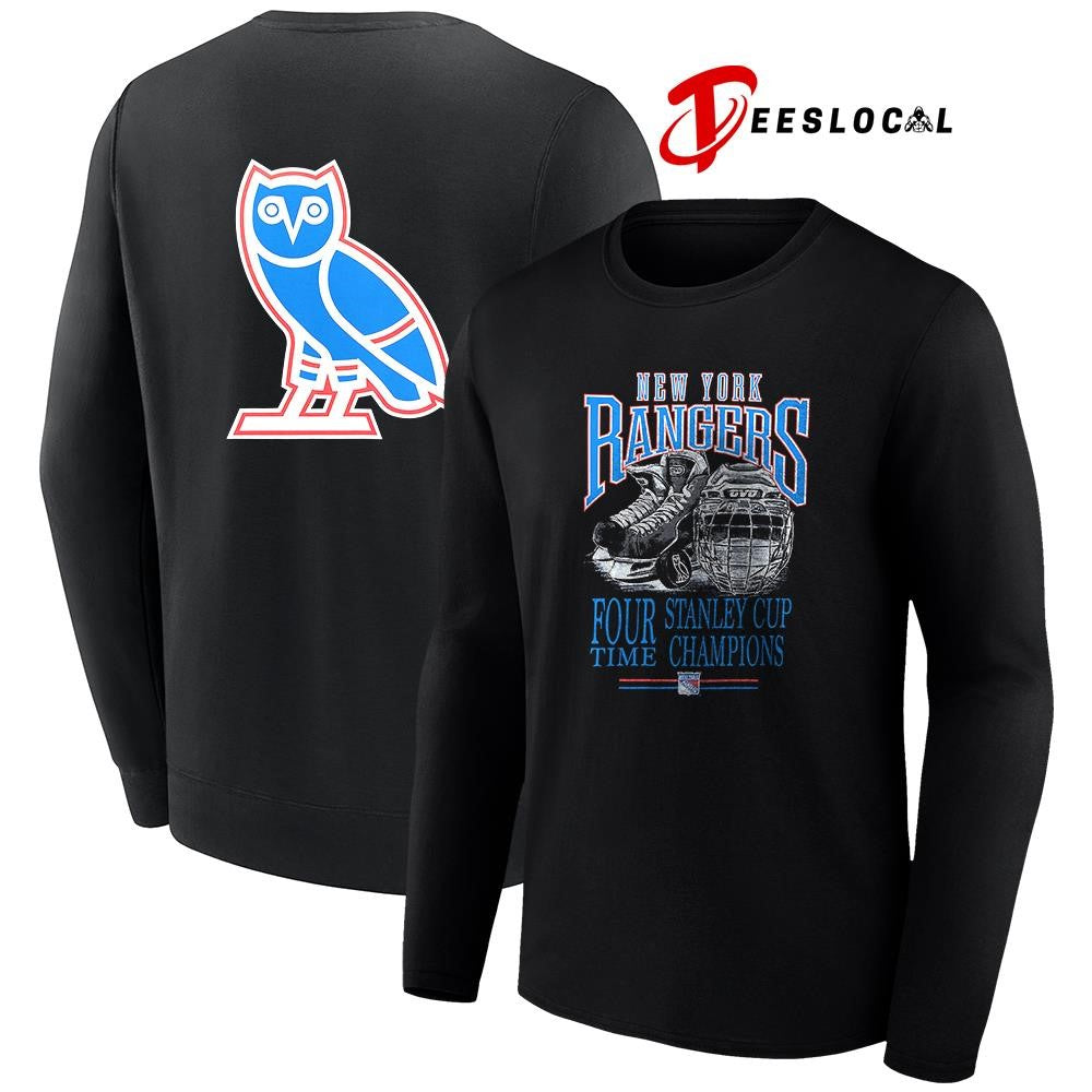 New York Rangers OVO x NHL four time Stanley Cup champions graphic shirt