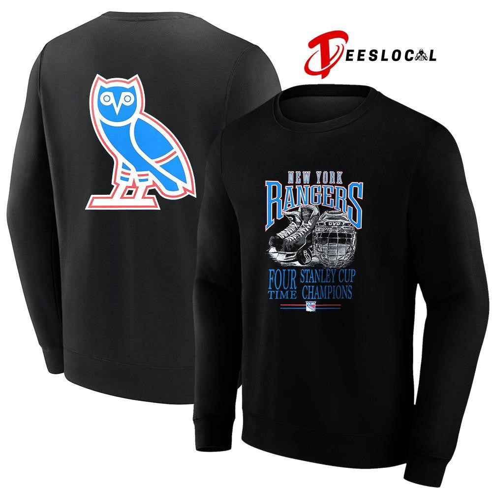 New York Rangers OVO x NHL four time Stanley Cup champions graphic shirt
