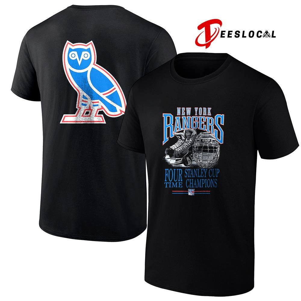 New York Rangers OVO x NHL four time Stanley Cup champions graphic shirt