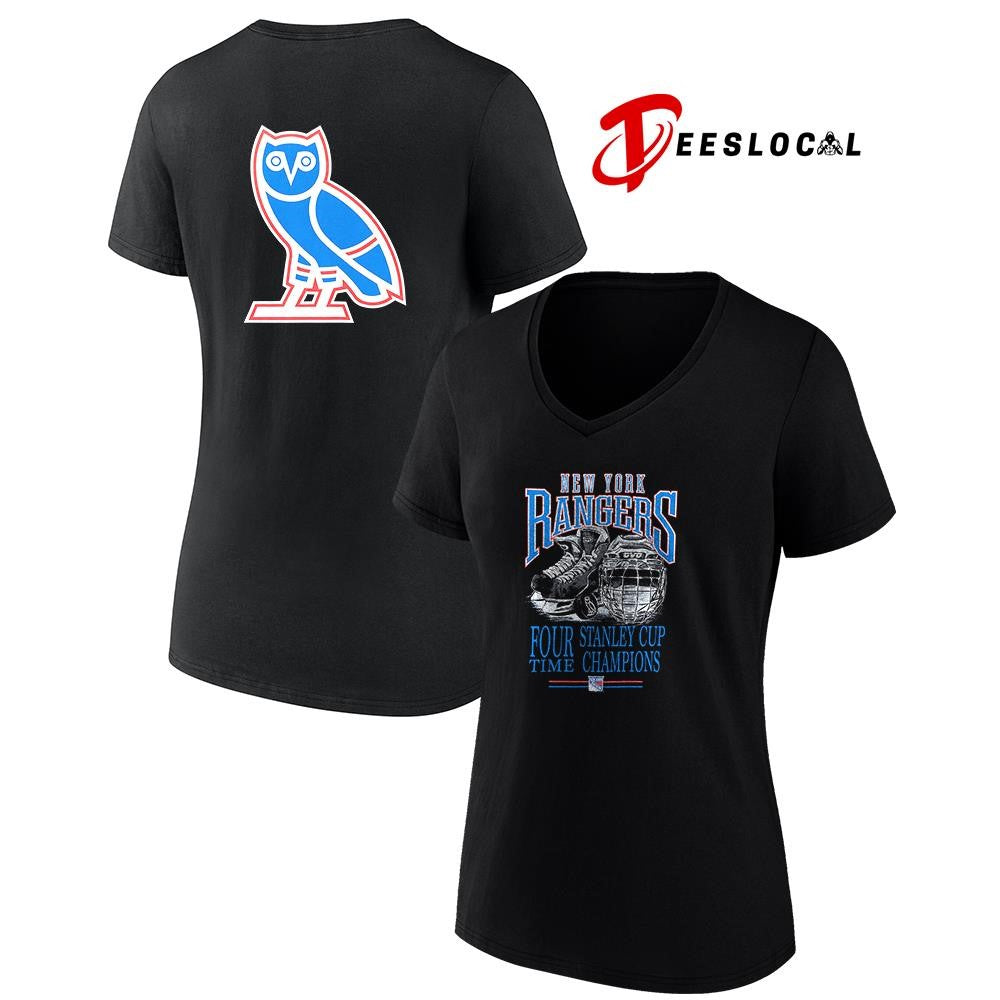 New York Rangers OVO x NHL four time Stanley Cup champions graphic shirt