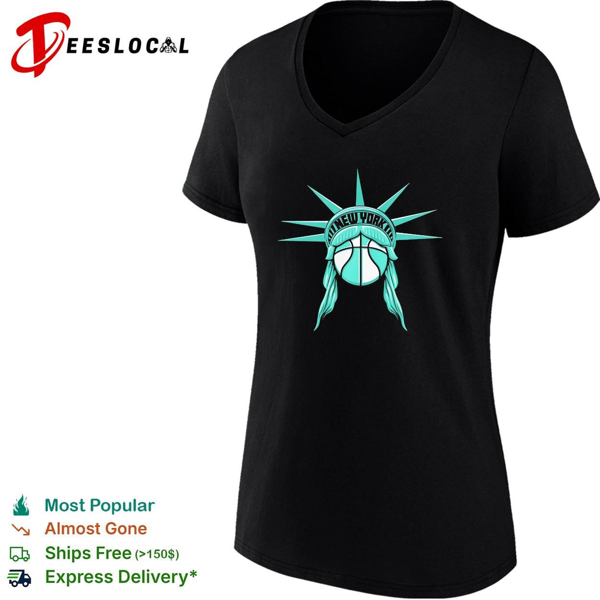 New York basketball Statue of Liberty star emblem teal logo shirt