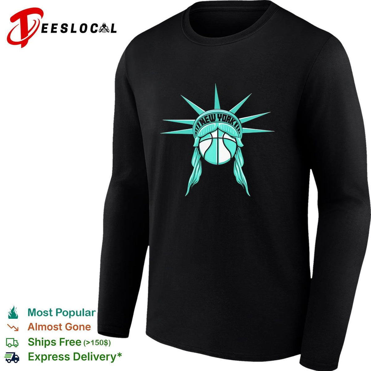 New York basketball Statue of Liberty star emblem teal logo shirt