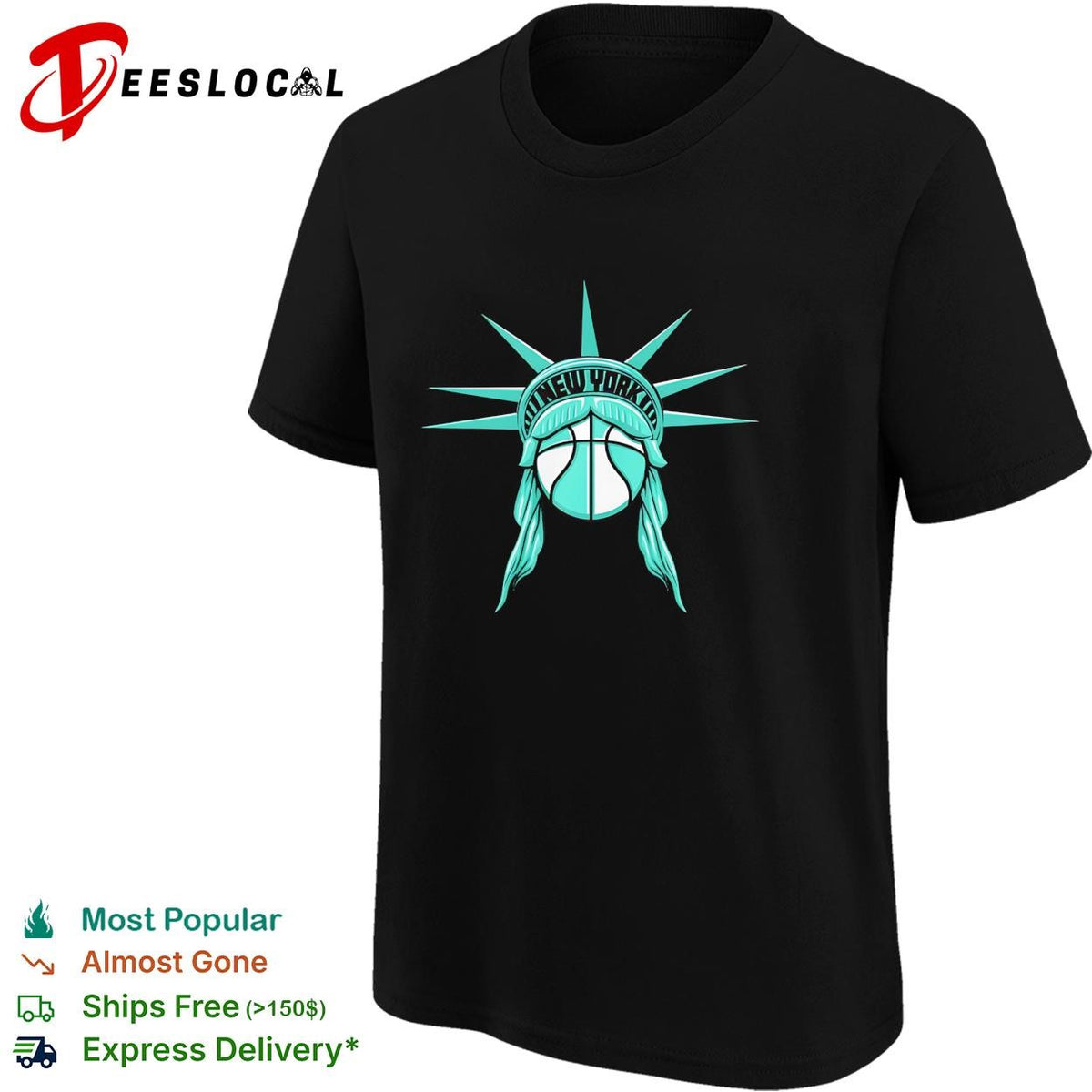 New York basketball Statue of Liberty star emblem teal logo shirt