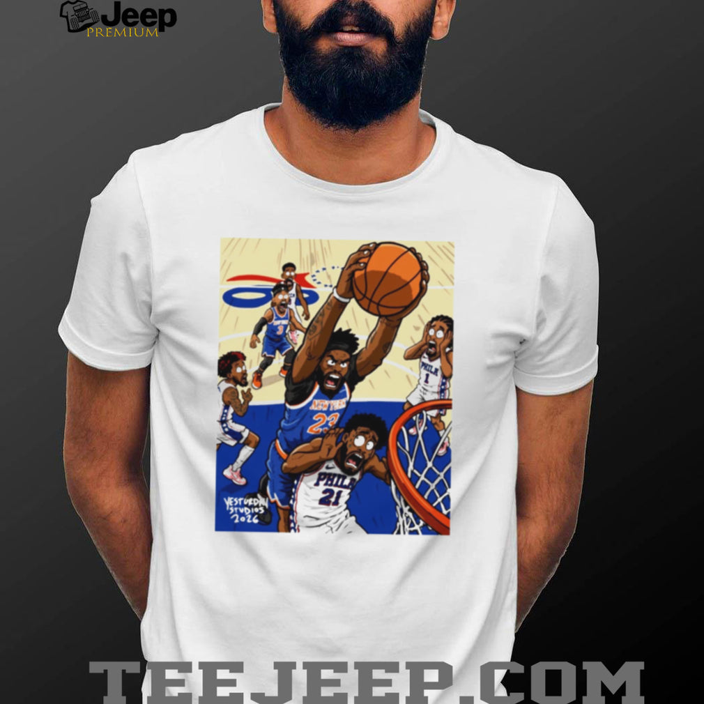 New York vs Philly Basketball Rivalry Comic Art T Shirt