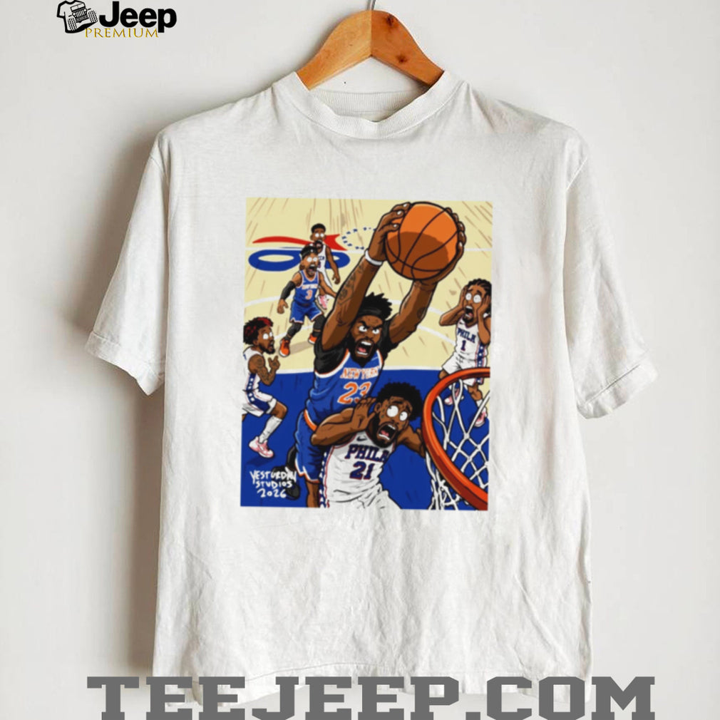 New York vs Philly Basketball Rivalry Comic Art T Shirt