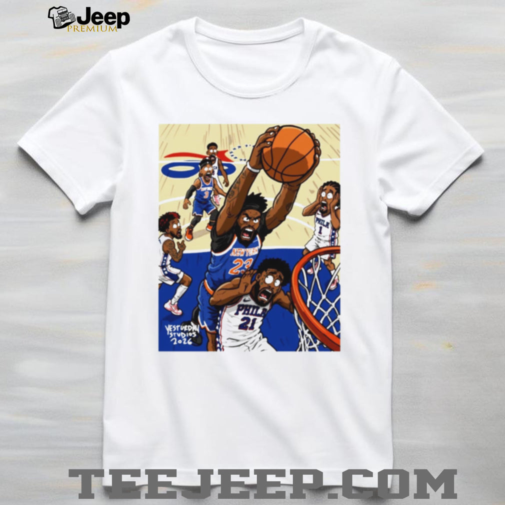 New York vs Philly Basketball Rivalry Comic Art T Shirt